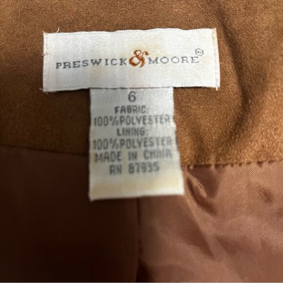 Preswick & Moore Faux Suede Full Zip Blazer 6 Career Date Night Business Preppy - Picture 5 of 5